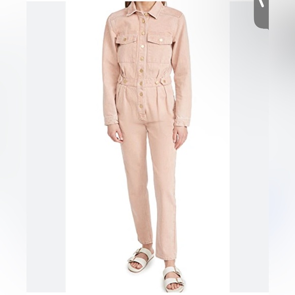 Triarchy Denim Jumpsuit with Gold Hardware in Clay - Picture 5 of 11